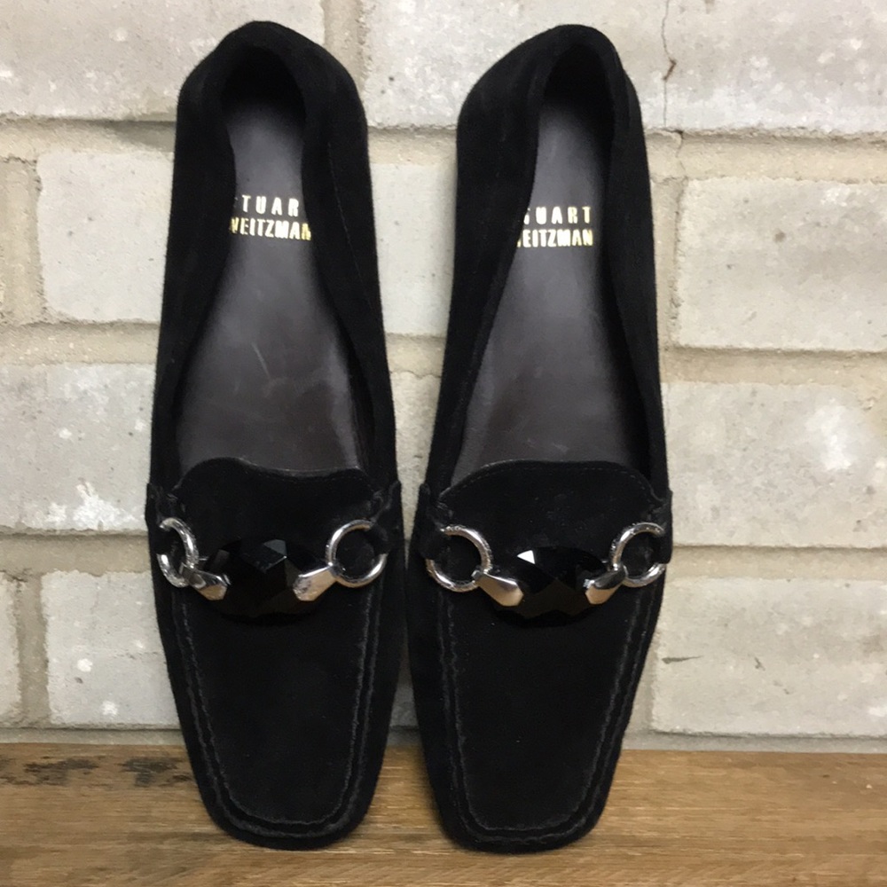 Stuart Weitzman Black Suede Loafer